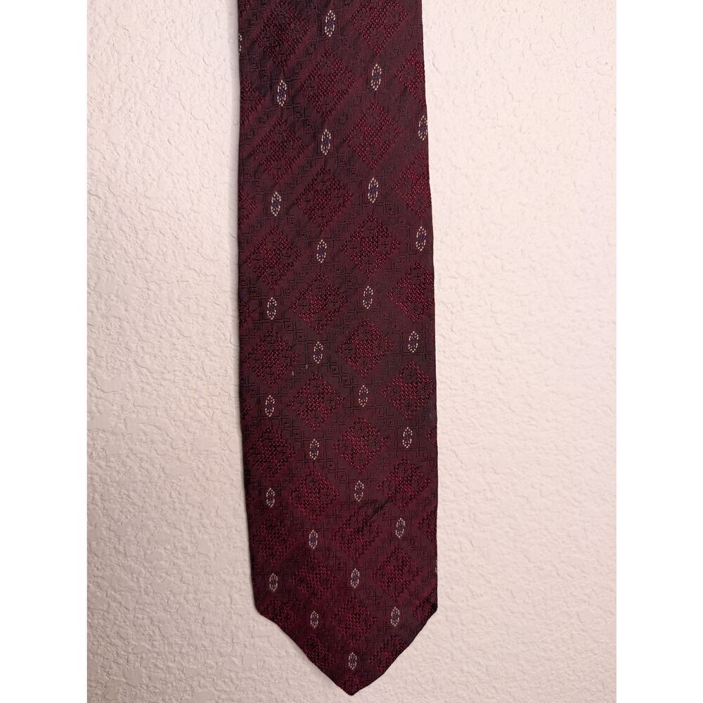 VTG Christian Dior Le Connaisseur Italian Silk Burgundy Tie Men Academia Work